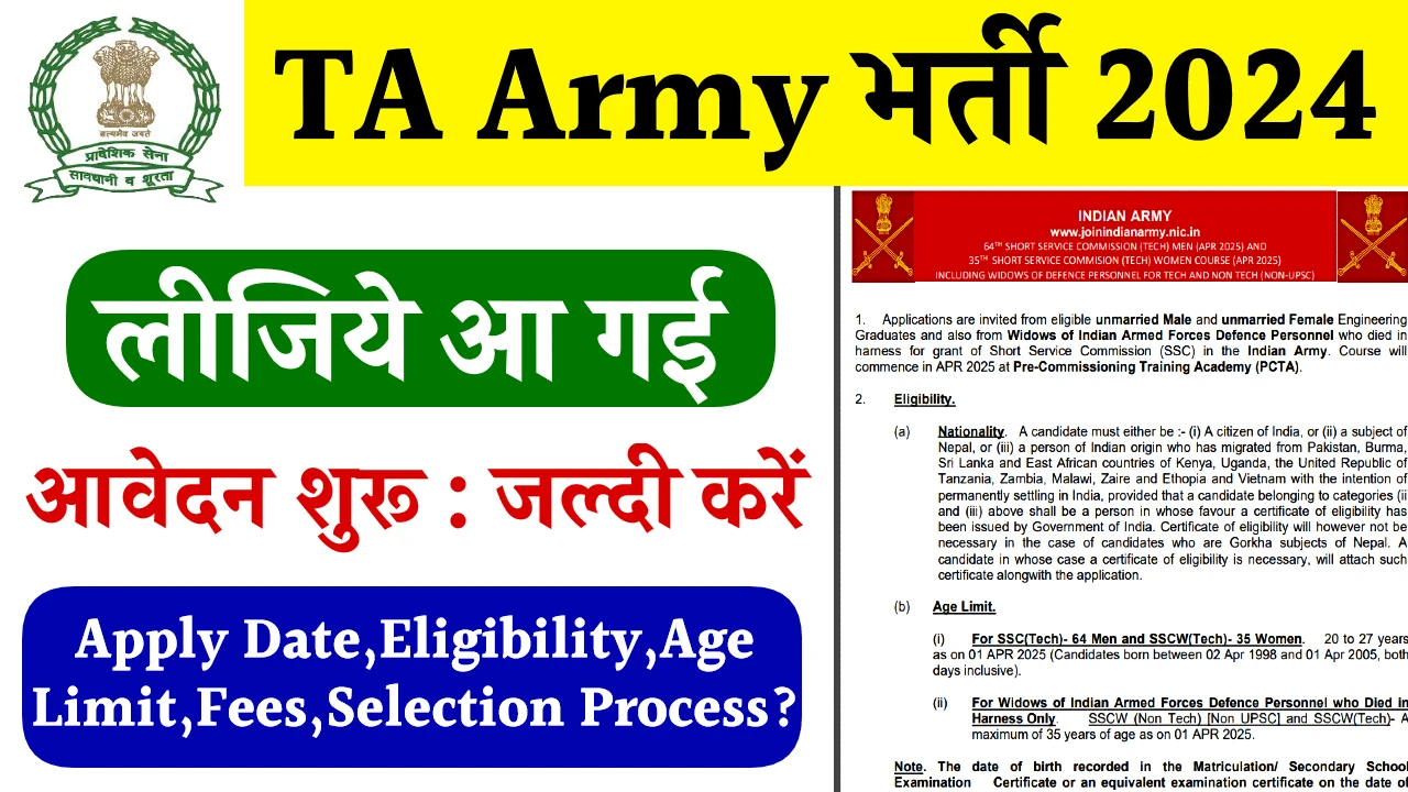 TA Army Bharti 2024: टीए आर्मी की बम्पर भर्ती का नोटिफिकेशन हुआ जारी, आवेदन करने की ऐसी है प्रोसेस