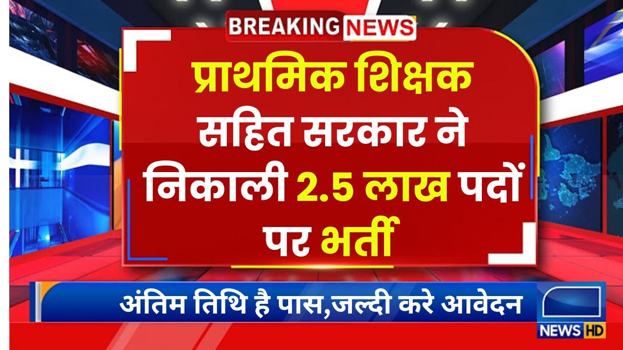 प्राथमिक शिक्षक सहित सरकार ने निकाली 2.5 लाख पदों पर भर्ती, अंतिम तिथि है पास,जल्दी करे आवेदन Sarva Shiksha Abhiyan 2024